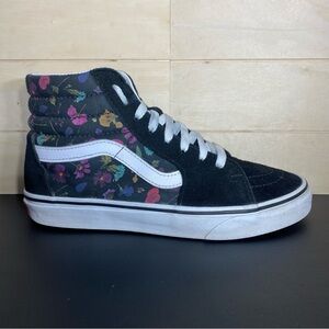 Vans Sk8 Hi Floral Black Women's Size 8 Skate Shoes Suede Canvas Sneakers 508731